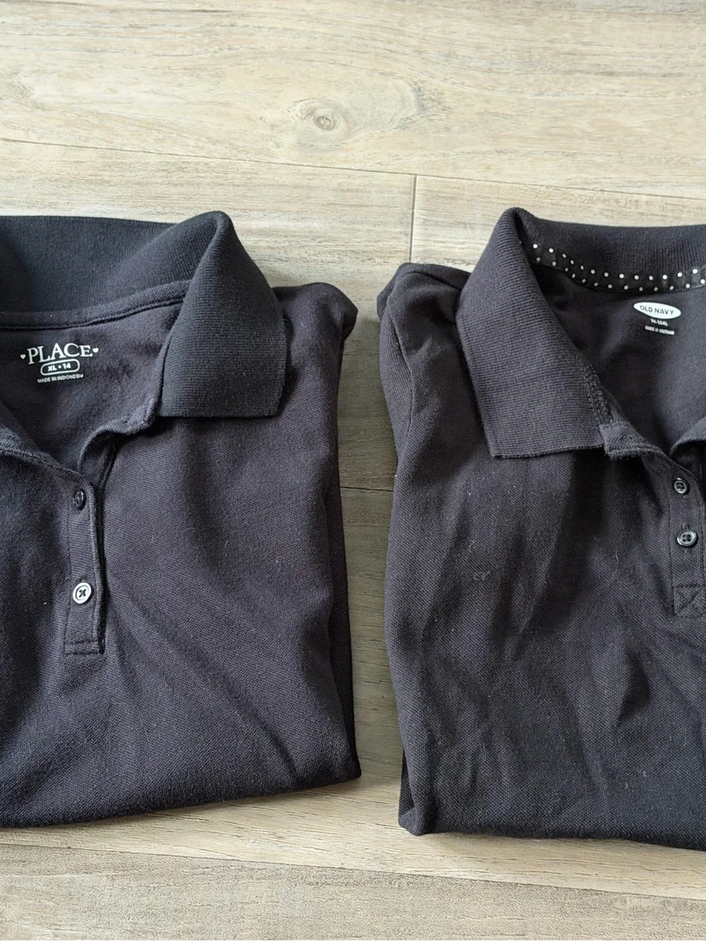 Lot of 2 Girls Black Short Sleeve School Uniform Polo Shirts Size XL (14)